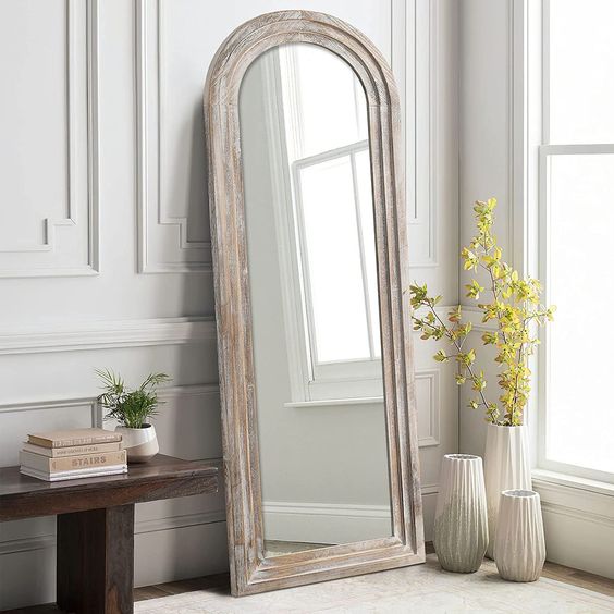 leaning floor mirror arched
